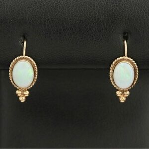 Elegant 14k Yellow Gold and Opal Earrings